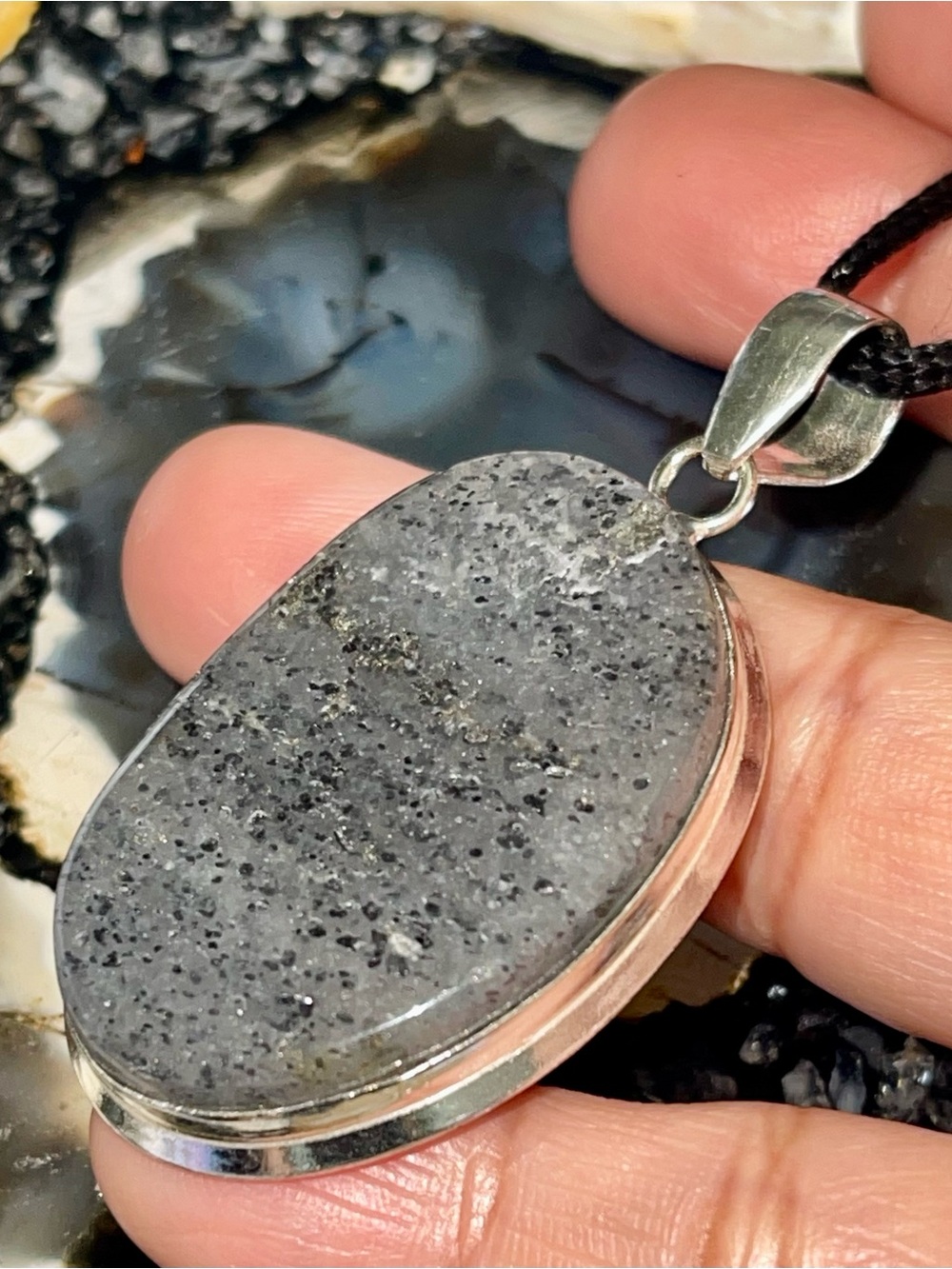 Black Aventurine Quartz Pendant 2 1/4”